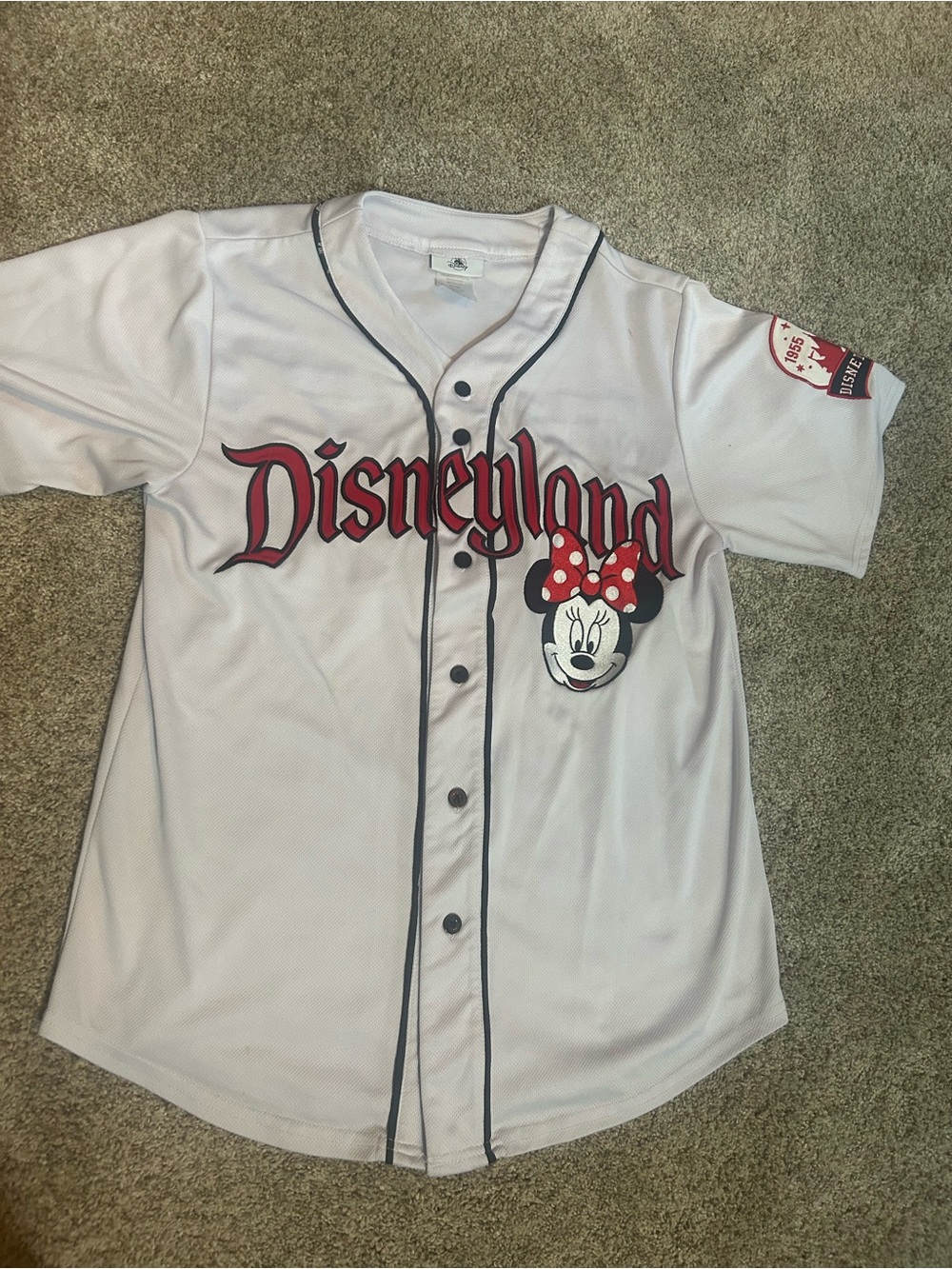 Disney Parks Minnie Mouse Disneyland 1955 Baseball Jersey White Red S